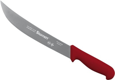 Faca para carne, 25 cm, refile aéreo curva larga inox, cabo vermelho, BKR205-10