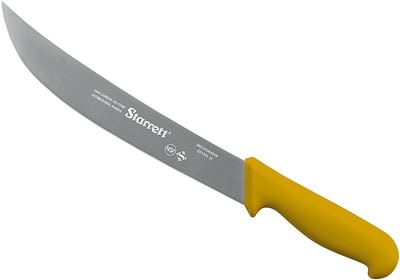 Faca para carne, 25 cm, refile aéreo curva larga inox, cabo amarelo, BKY205-10