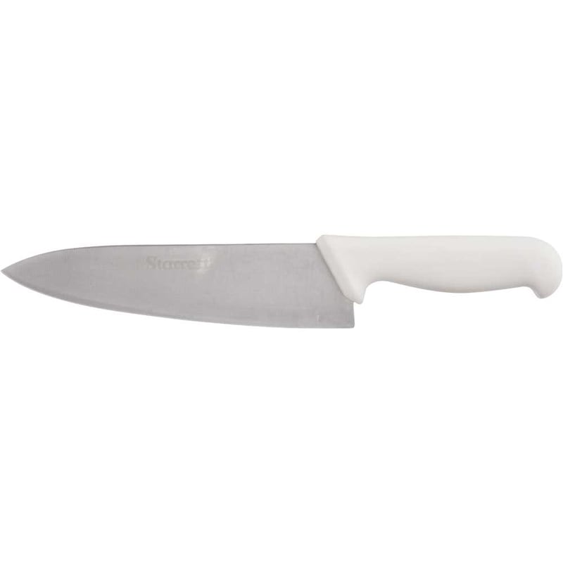 Faca para carne, refile de mesa 8", lâmina triangular larga em aço inox, cabo branco, BKW301-8