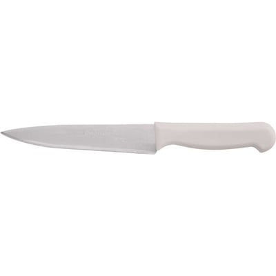 Faca para carne, refile de mesa 6", lâmina triangular estreita em aço inox, cabo branco, BKW302-6