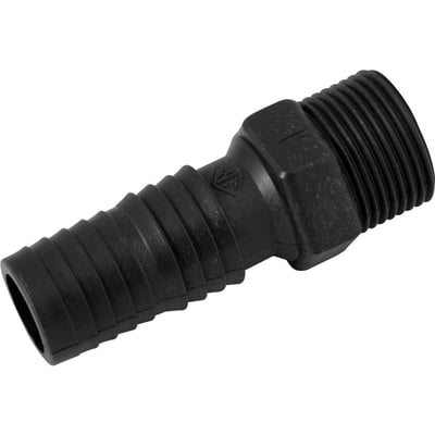 Adaptador com rosca externa para mangueira, 1", polipropileno preto, AD53N, REBOUÇAS