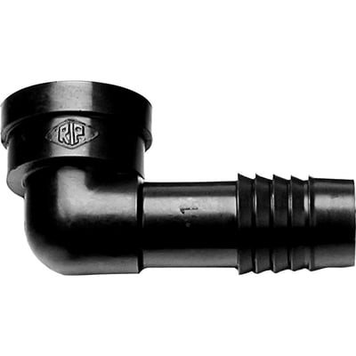Joelho interno LR (liso / rosca) para mangueira, 1", polipropileno preto, JO53N, REBOUÇAS