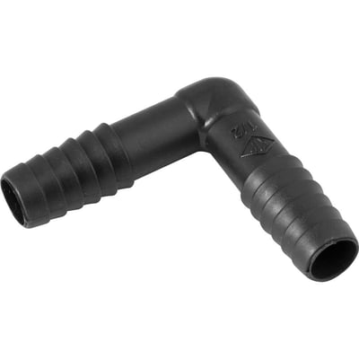 Joelho interno duplo LL (liso / liso) para mangueira, 1/2", polipropileno preto, JO57N, REBOUÇAS