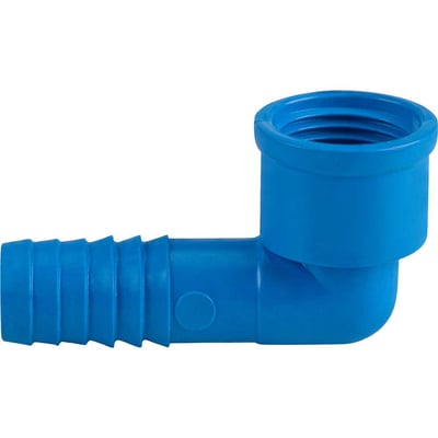 Joelho interno LR (liso / rosca) para mangueira, 1.1/2", polipropileno azul, J55ZN, REBOUÇAS