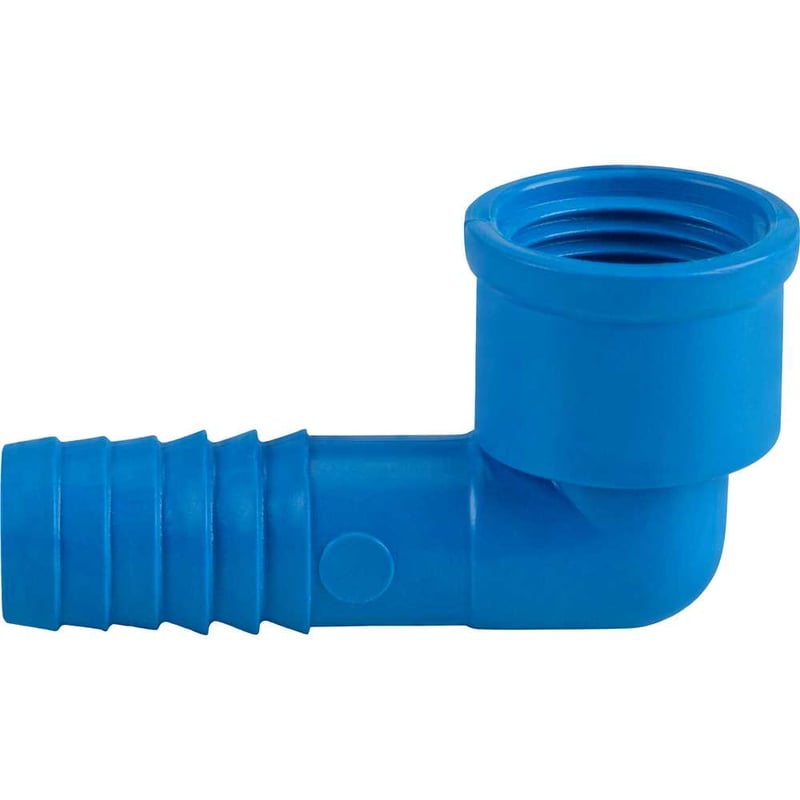 Joelho interno LR (liso / rosca) para mangueira, 1.1/4", polipropileno azul, J54ZN, REBOUÇAS
