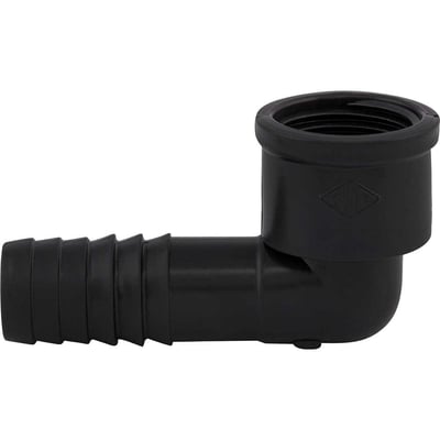 Joelho interno LR (liso / rosca) para mangueira, 1.1/2", polipropileno preto, JO55N, REBOUÇAS