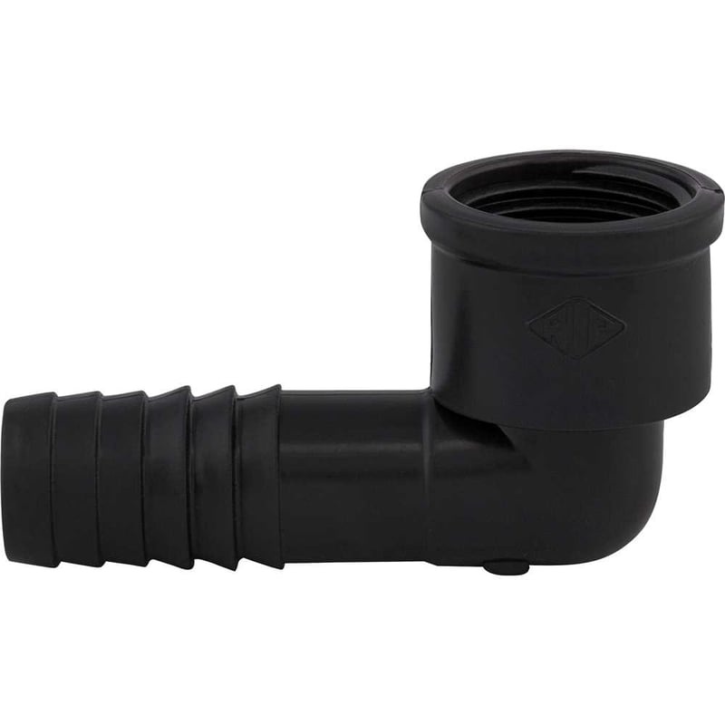 Joelho interno LR (liso / rosca) para mangueira, 2", polipropileno preto, JO56N, REBOUÇAS