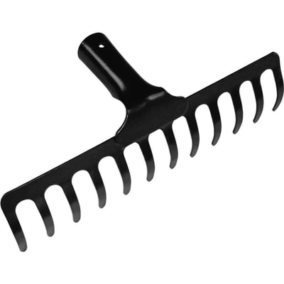 Ancinho curvo metálico leve, 12 dentes, sem cabo, 77101144