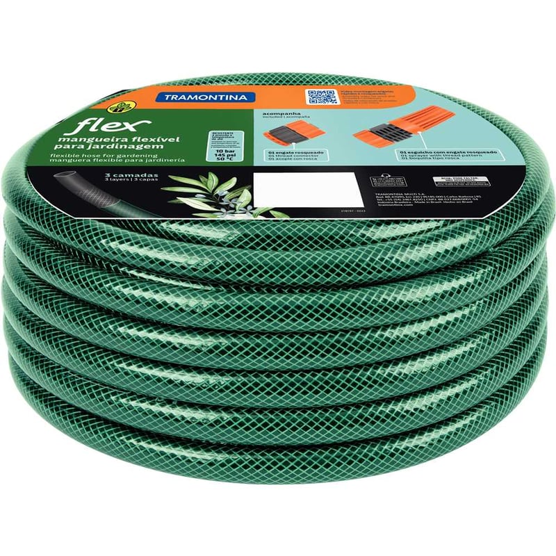 Mangueira de PVC para jardim, 1/2" x 20 m, com engate rosqueado e esguicho, 79322200