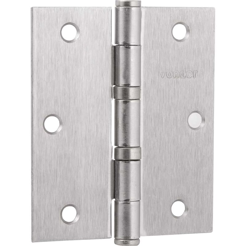 Dobradiça 3.1/2" com anel de rolamento, niquelada, com 3 peças