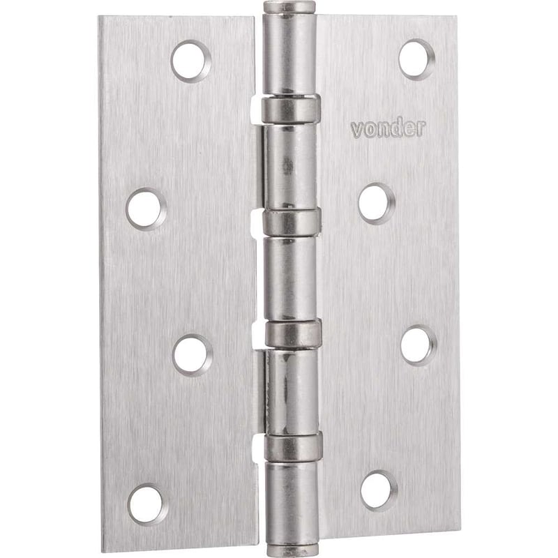 Dobradiça 4" com anel rolamento, niquelada, com 3 peças