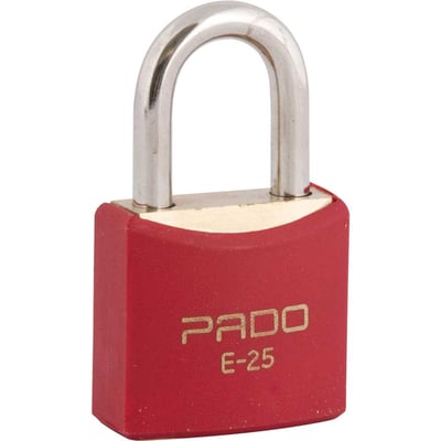 Cadeado de latão, corpo plastificado, 25,0 mm, vermelho, 51016411
