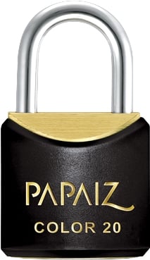 Cadeado de latão, corpo plastificado, 20 mm, Preto