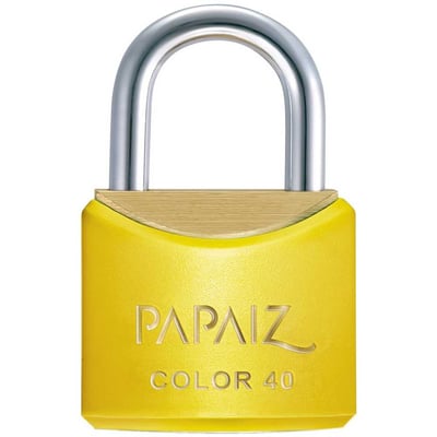 Cadeado de latão, corpo plastificado, 25 mm, Amarelo