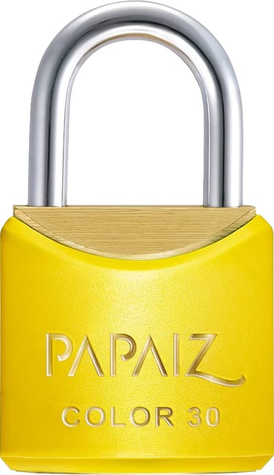 Cadeado de latão, corpo plastificado, 30 mm, Amarelo