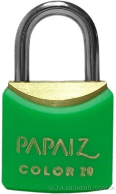 Cadeado de latão, corpo plastificado, 40 mm, Verde