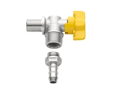 Registro de esfera 1/2" 90 graus com espigão de 3/8" para gás 180261