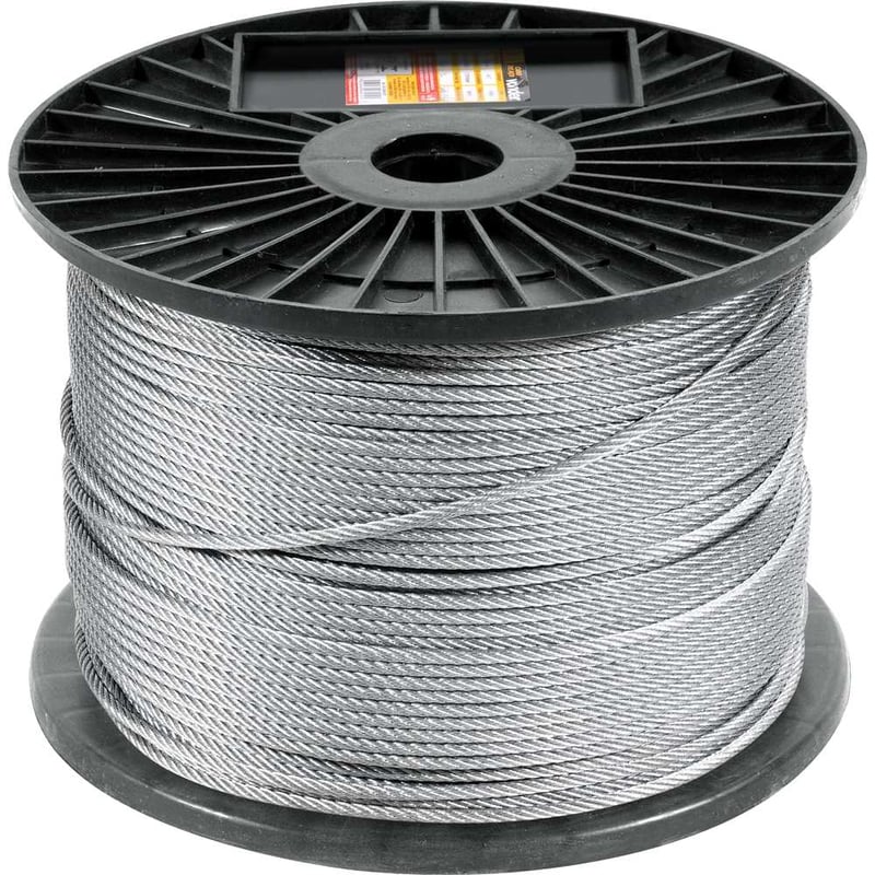 Cabo de aço galvanizado, alma de fibra, 1,59 mm - 1/16", 6 x 7