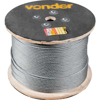 Cabo de aço galvanizado, alma de fibra, 9,53 mm - 3/8", 6 x 36WS