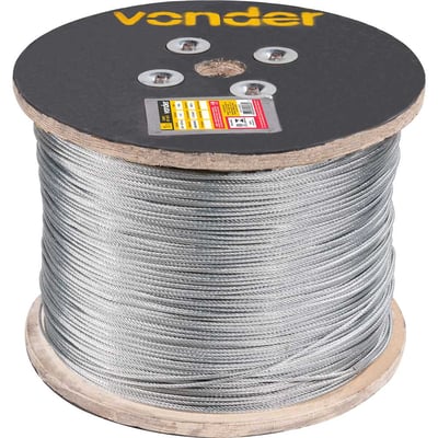 Cabo de aço galvanizado, alma de fibra, 3,97 mm - 5/32", 6 x 7