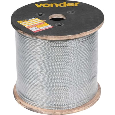 Cabo de aço galvanizado, alma de fibra, 4,76 mm - 3/16", 6 x 19S