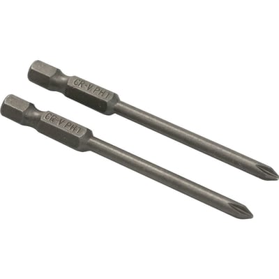 Jogo de bits de ponteiras phillips com encaixe sextavado 1/4", nº 1 x 75 mm, cartela com 2 peças