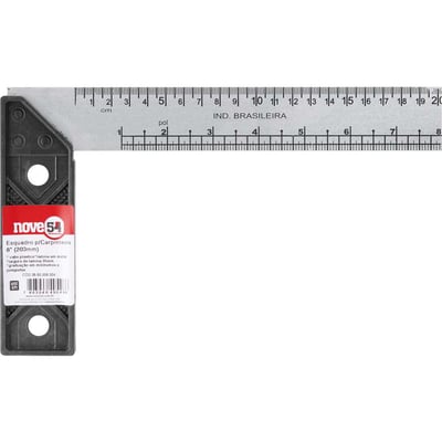 Esquadro para carpinteiro 8", com cabo plástico