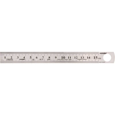 Escala de aço inox, 150 mm, rígida