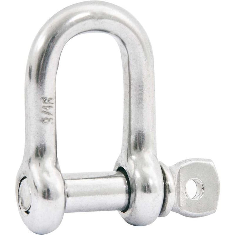 Manilha reta para cabo de aço 3/16", aço inox