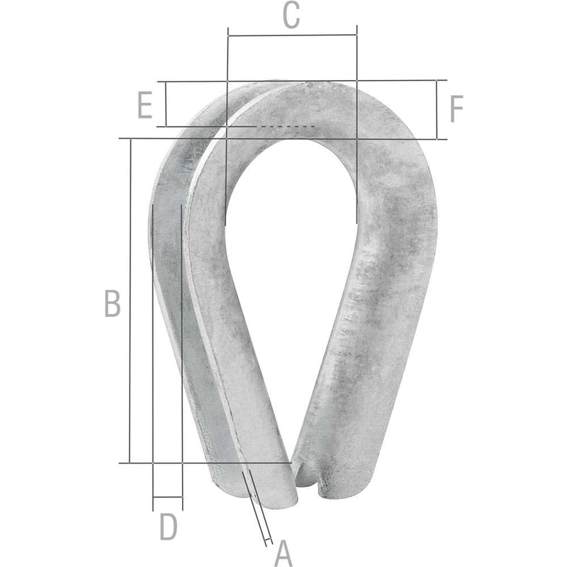 Anilha/sapatilho para cabo de aço, 12,70 mm - 1/2"
