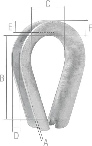Anilha/sapatilho para cabo de aço, 4,76 mm - 3/16", cartela com 2 peças, VONDER.
