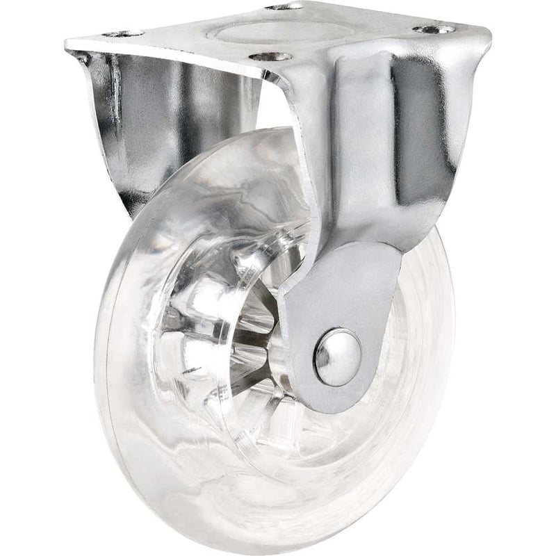 Rodízio fixo leve de poliuretano, 3", transparente