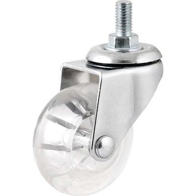 Rodízio giratório leve de poliuretano 1.3/8", com pino, transparente
