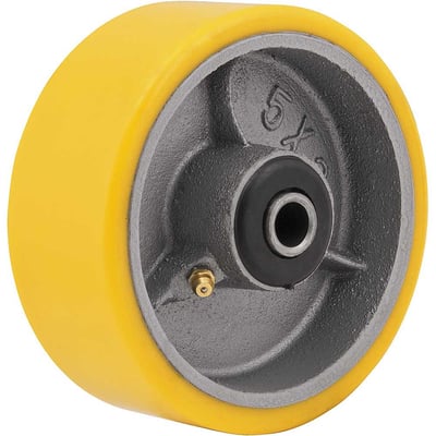 Roda 5", de poliuretano e ferro fundido, amarela