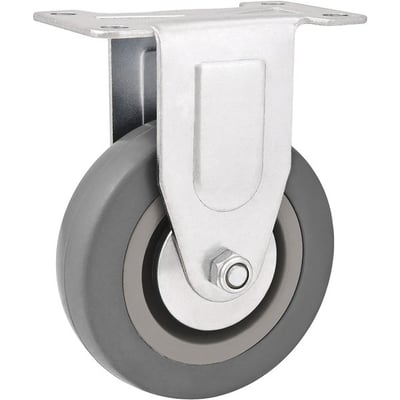 Rodízio fixo industrial leve 3", de borracha e PVC, cinza