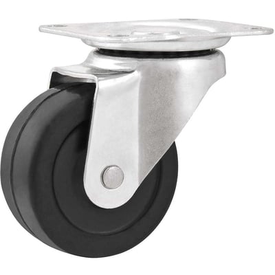 Rodízio giratório leve 2", de borracha, preto