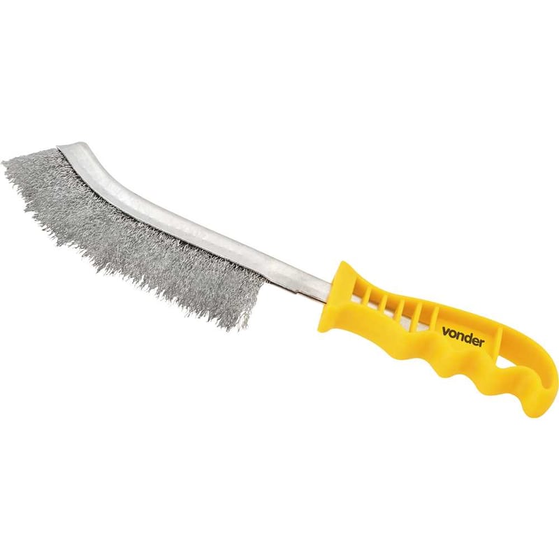 Escova manual com cerdas de aço, 1 fileira, com cabo de plástico
