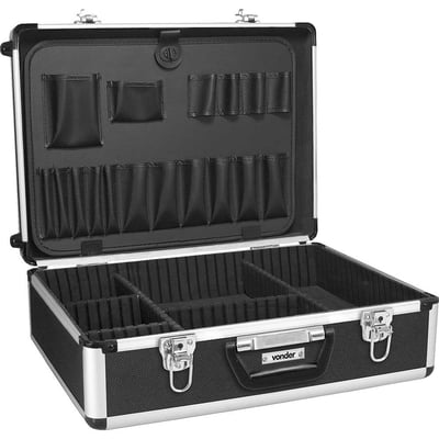 Maleta para ferramentas, profissional, 455 mm x 330 mm x 152 mm, preta