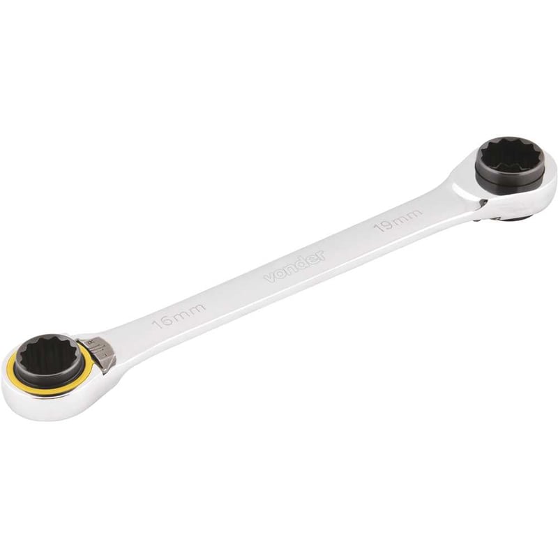Chave estrela, com catraca reversível, 4 em 1, 5/16" x 3/8" e 1/2" x 7/16"