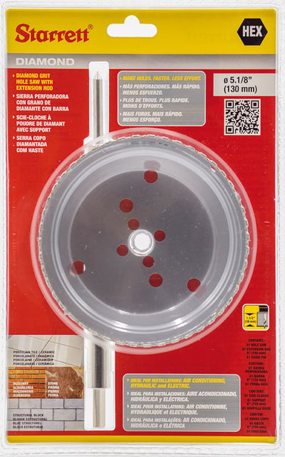 Serra copo diamantada 130 mm, com haste