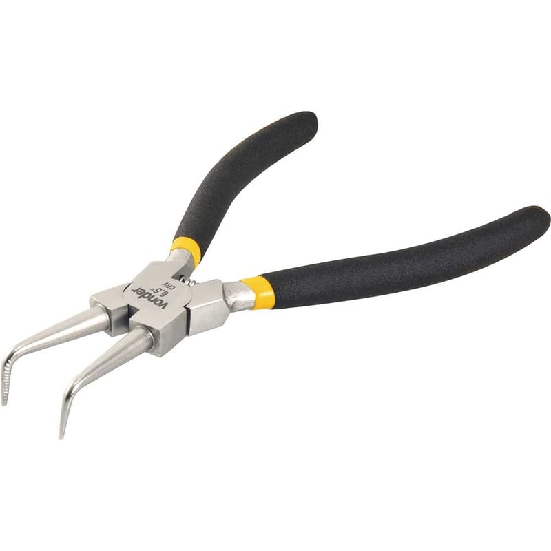 Alicate para anéis interno, bico curvo, 6.1/2"
