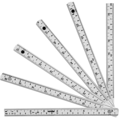 Escala métrica de plástico, 2 metros, 10 dobras, mm/pol