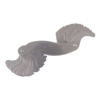 Calibre/pente de rosca com 54 lâminas, 3.1/2" - 60 fios por polegada, 0,25 mm - 6,0 mm, 477, 61922