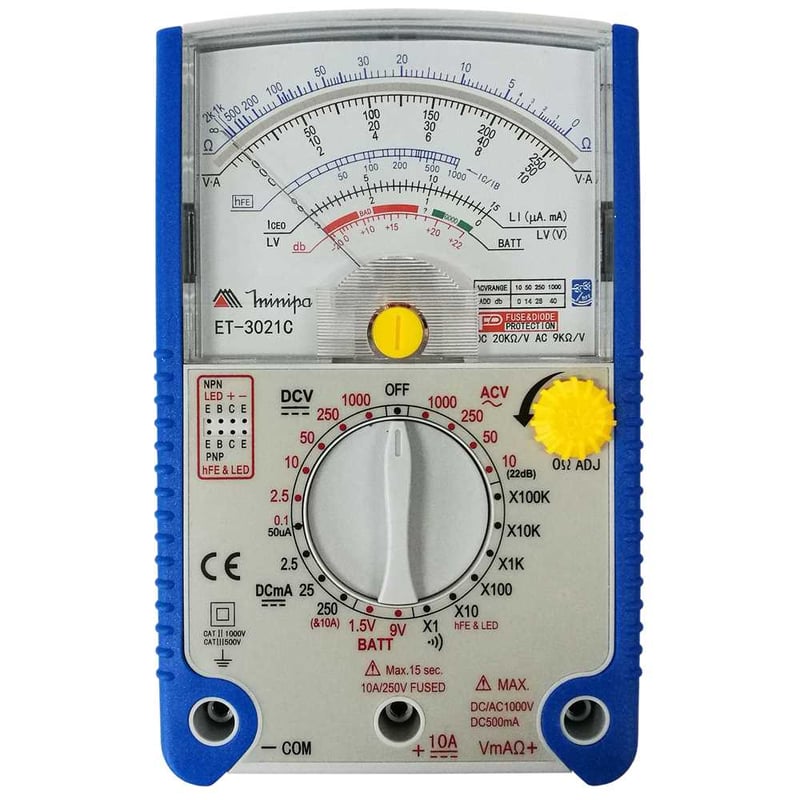 Multímetro analógico ET-3021C, 1000V Categoria lll 500V