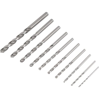 Jogo de brocas de aço rápido DIN 338, 1,5 mm a 6 mm, com 10 peças