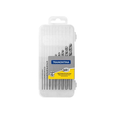 Jogo de brocas de aço rápido DIN 338, 1/16" a 1/4", com 10 peças