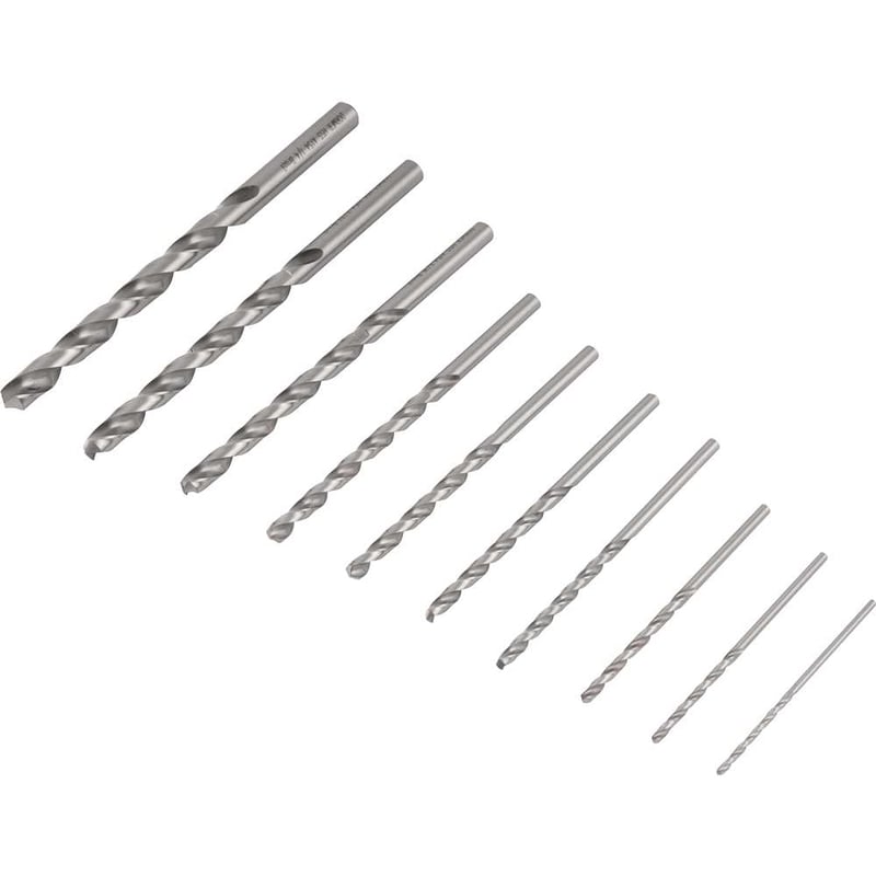 Jogo de brocas de aço rápido DIN 338, 1/16" a 1/4", com 10 peças