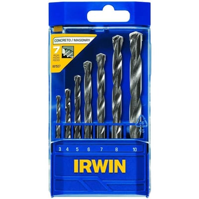 Jogo de brocas para concreto, com ponta de metal duro, 3 mm a 10 mm, com 7 peças, 891507