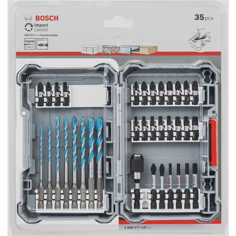 Jogo de bits/ponteiras e brocas com encaixe de hexagonal de 1/4", 2608522323