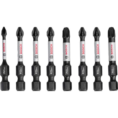 Jogo de bits/ponteiras phillips e pozidrive, encaixe de hexagonal de 1/4", com 8 peças de 50 mm, 2608522328
